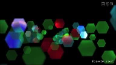高清晰度动画循环的多颜色闪烁粒子上升在黑暗的背景